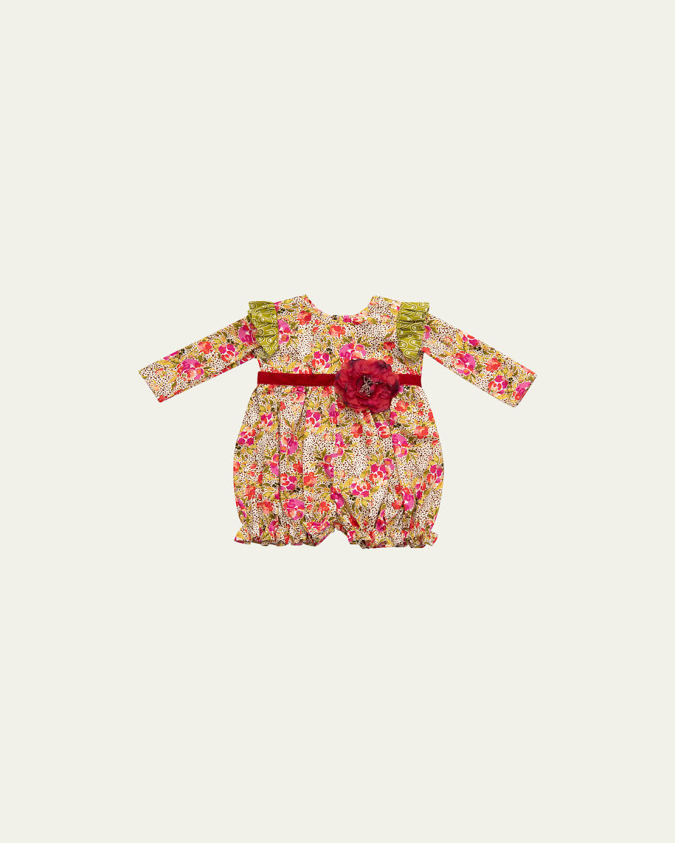 Girl's Wild Bloom Bubble Romper, Size Newborn-24